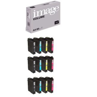 Epson Ink 16xl Multipack Replacement with Free Paper (T1636 Pen and Crossword) - 12 Pack
