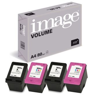 HP 304XL Ink Multipack Refill with Free Paper - 4 Pack