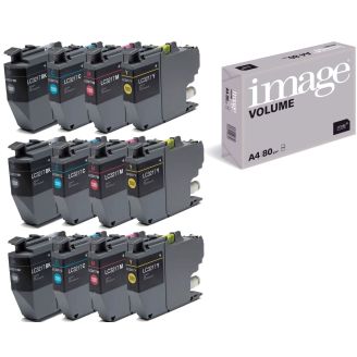 Brother LC3217 Ink Cartridges Replacement with Free Paper - 12 Pack