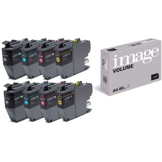Brother LC3217 Ink Cartridges Replacement with Free Paper - 8 Pack