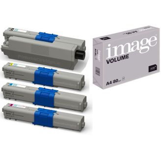 OKI 44469803 / 4446970 Toner Multipack Replacement with Free Paper (MC362dn / MC361 / MC362dnw)