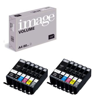 Canon CLI551 Ink Cartridge Replacement with Grey & Free Paper - 12 Pack