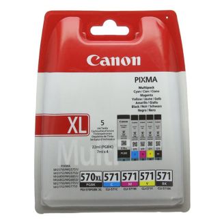Original Canon Ink 571 Cartridges (CLI 571XL & PGI 570XL) - 5 Pack
