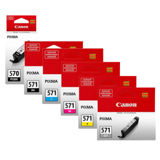 Original Canon 571 Ink with Grey (CLI 571XL & PGI 570XL) - 6 Pack