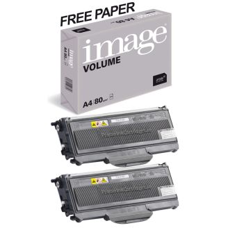 Brother TN2120 Toner Cartridge Black Replacement with Free Paper - 2 Pack (High Capacity)