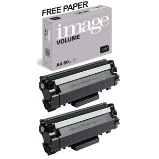 Brother TN2410 Toner Cartridge Black Replacement with Free Paper - 2 Pack