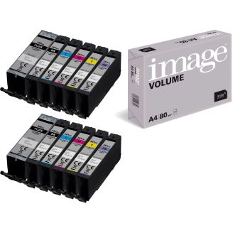 Canon CLI581 Ink Cartridges Replacements with Photo Blue & Free Paper - 12 Pack