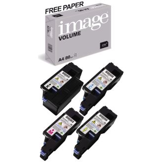 Dell 593-1101 Toner Cartridges Multipack Replacement with Free Paper (Dell C1765 / 1250 / 1350 / 1355)