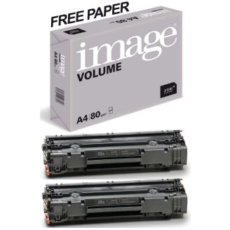 HP 35A Toner Cartridge Replacement with Free Paper (CB435A) - 2 Pack