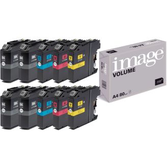 Brother LC123 Ink Cartridges Replacement with Free Paper - 10 Pack