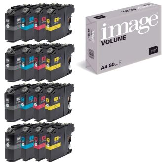 Brother LC123 Ink Cartridges Replacement with Free Paper - 16 Pack