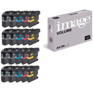 Brother LC123 Ink Cartridges Replacement with Free Paper - 20 Pack