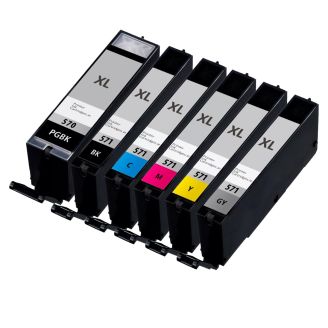 Canon 571 Ink Replacements with Grey (CLI 571XL & PGI 570XL) - 6 Pack