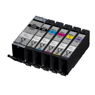 Canon Ink 581 Cartridges Replacements with Photo Blue (CLI581 XXL & PGI 580XXL) - 6 Pack