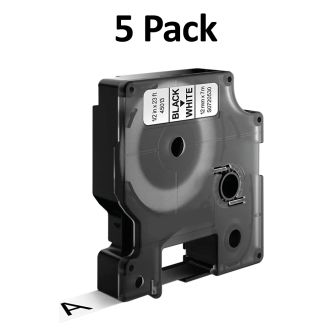 Compatible Dymo 45013 S0720530 Black on White Labelling Tape 12mm x 7m - 5 Pack