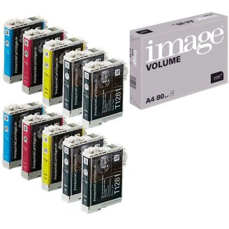 Epson T1285 Multipack Ink Replacement with Free Paper (Fox) - 10 Pack