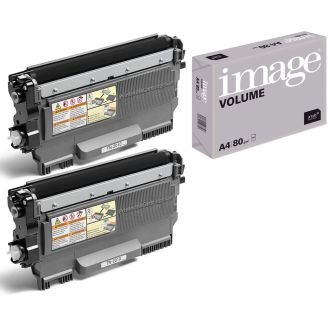 Brother TN2010 Toner Cartridge Black Replacement with Free Paper - 2 Pack