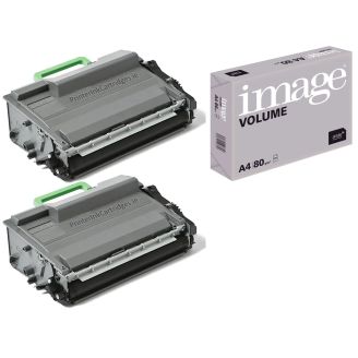 Brother TN3430 Toner Cartridge Black Replacement with Free Paper - 2 Pack